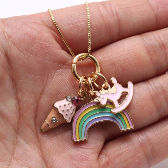 💝HP💝 Unicorn Kids Long Chain Necklace rainbow - Picture 4 of 8